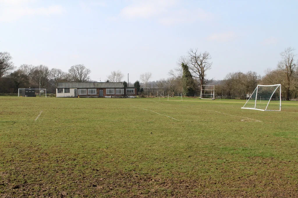 The Mill Hill Village Sports Club ground off Burtonhole Lane, photographed in winter